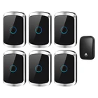 Беспроводной дверной звонок CACAZI, Водонепроницаемый дверной звонок с автономным питанием без аккумулятора, штепсельная вилка стандарта ЕС, США, Великобритании, беспроводной дверной звонок 60 колокольчиков, 1 кнопка, 6 приемников