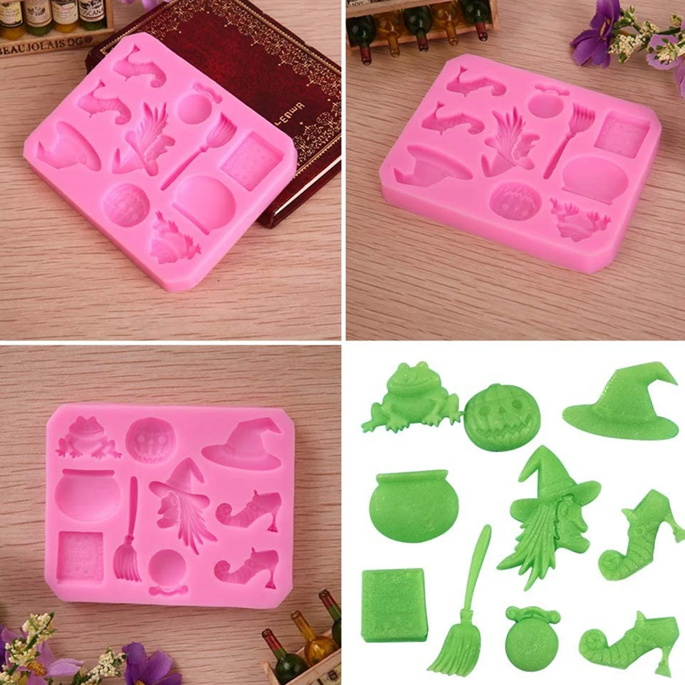 

6 Pcs Chocolate Candy Baking Mold Halloween Silicone Molds Bat Pumpkin Spider Cake Decorating Tools Reusable Safety Gadget