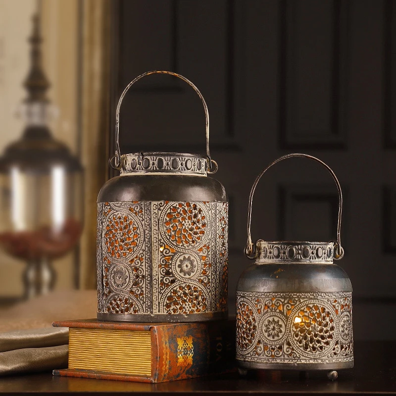 Винтаж лампа подсвечник полый узор подвесной светильник в стиле ретро