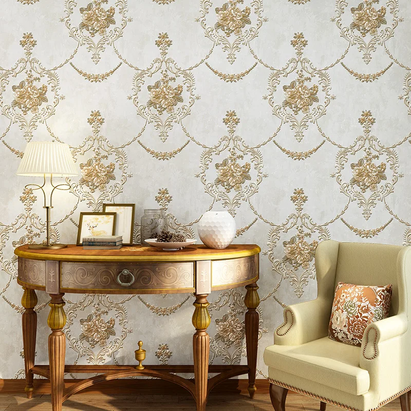 Классический американский Стиль 3D цветочные обои Home Decor для Гостиная Спальня стен полосы обои AB версия papel tapiz