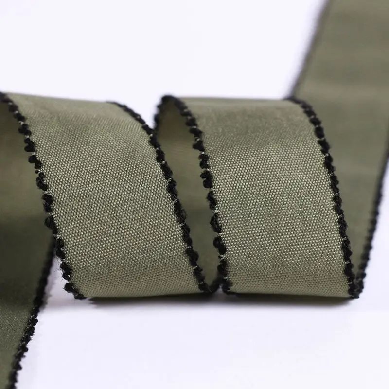 DIY бант из ленты хлопковая атласная тесьма с черной стороной для детей 3 7 10 16 25 40 мм