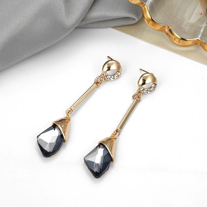 Картер Лиза металла нерегулярные Серьги Зеленый Кристалл Алмаз серьги Мода