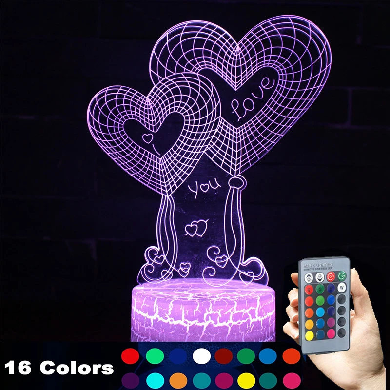 

3D LED Night Light Love Heart Lamp Adult Party Favors for Home Bedroom Valentine Day Wedding Decoration Kid Children Girl Gifts