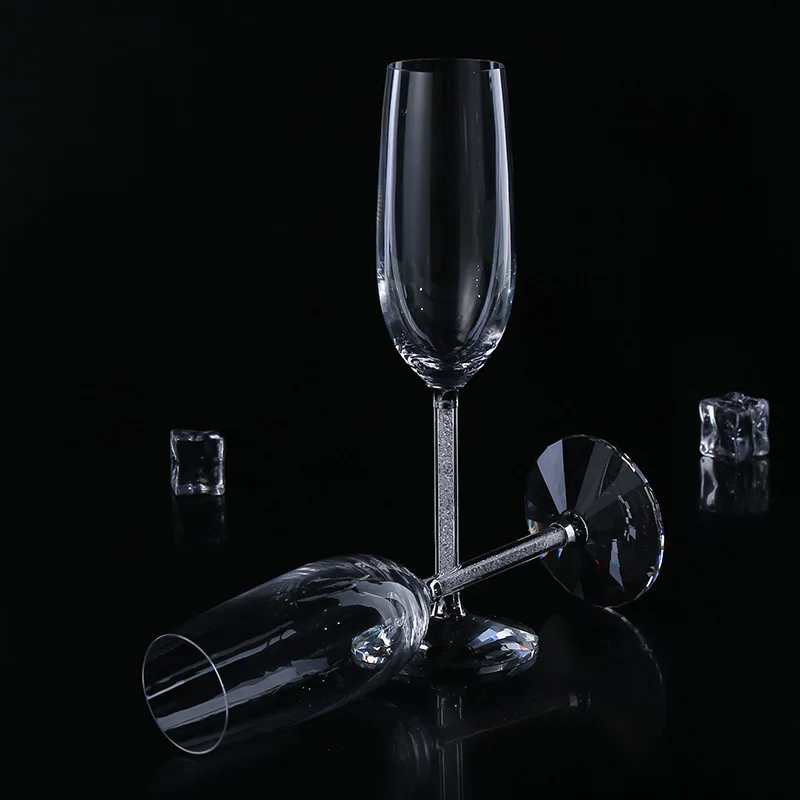 Champagne White Slanting Свадебные стеклянные es с подарочной коробкой персонализировать шампанское флейты золотые Хрустальные Вечерние Бокалы свадебные украшения H1190 - Цвет: Champagne White