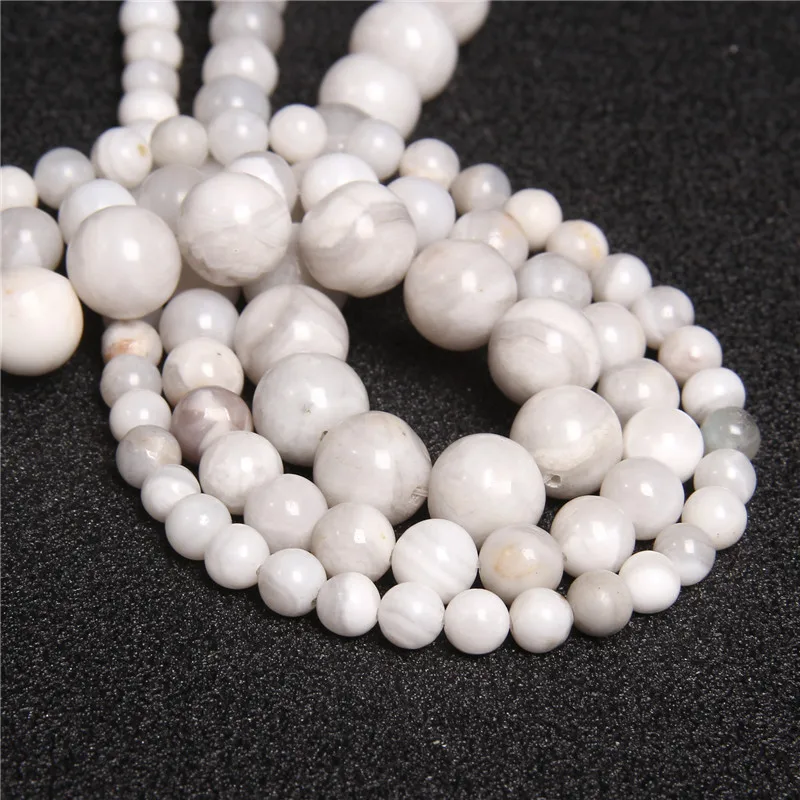 Бусины из натурального камня белые бусины сумасшедшего агата круглые