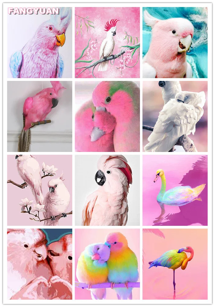 

5D Diy Diamond Painting Accessories Cute Pink Parrot Full Drill Diamond Embroidery Mosaic Cross Stitch Kit Picture Home Decor