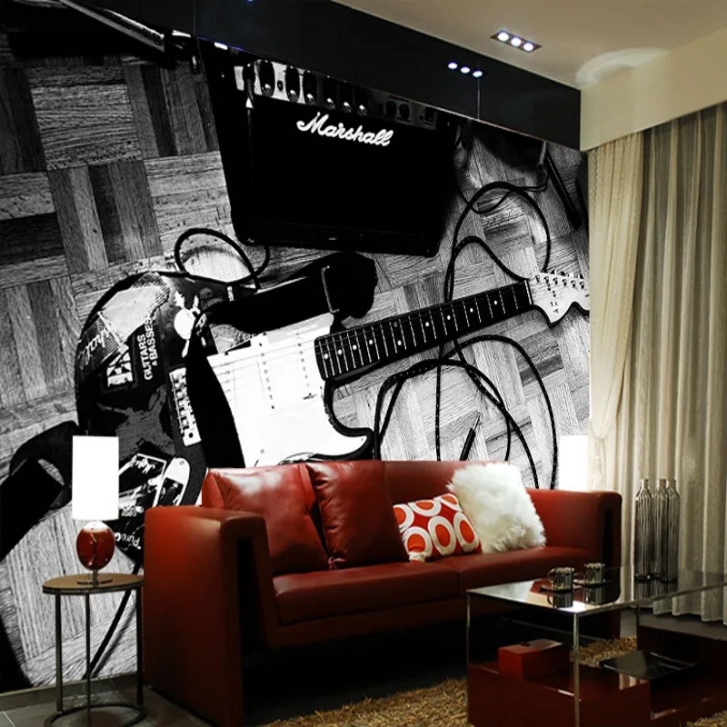 Дропшиппинг 3D фото обои стерео ностальгическая Личность Винтаж Гитара Обои