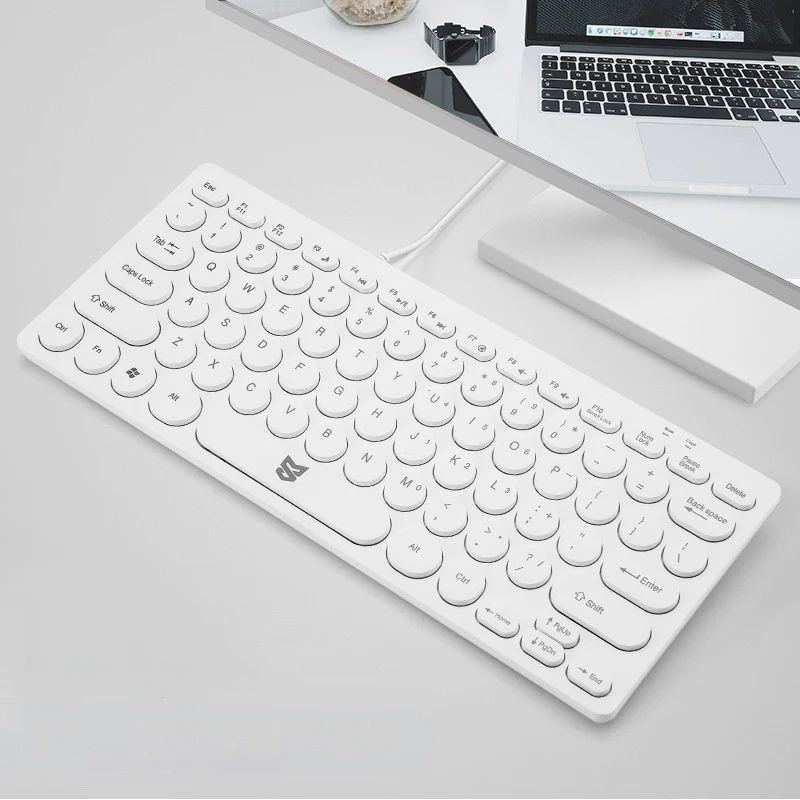 

Mini Keyboard 78-key Ultra-thin Punk Retro Wired Keyboard for laptop Desktop Mute Waterproof USB External Keyboard