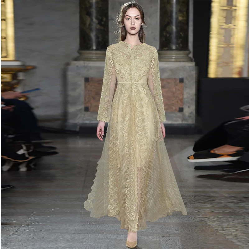 

2021 весеннее женское вечернее платье бежевого цвета женские длинные платья с вышивкой подиумное женское элегантное платье