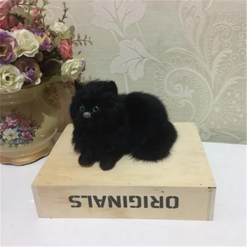 01 Кошка плюшевые игрушки куклы прекрасная настоящая Реалистичная кукла плюшевые животные кошки черный милый плюшевый Декор для дома, с изображением кота детская игрушка, подарок - Цвет: 01