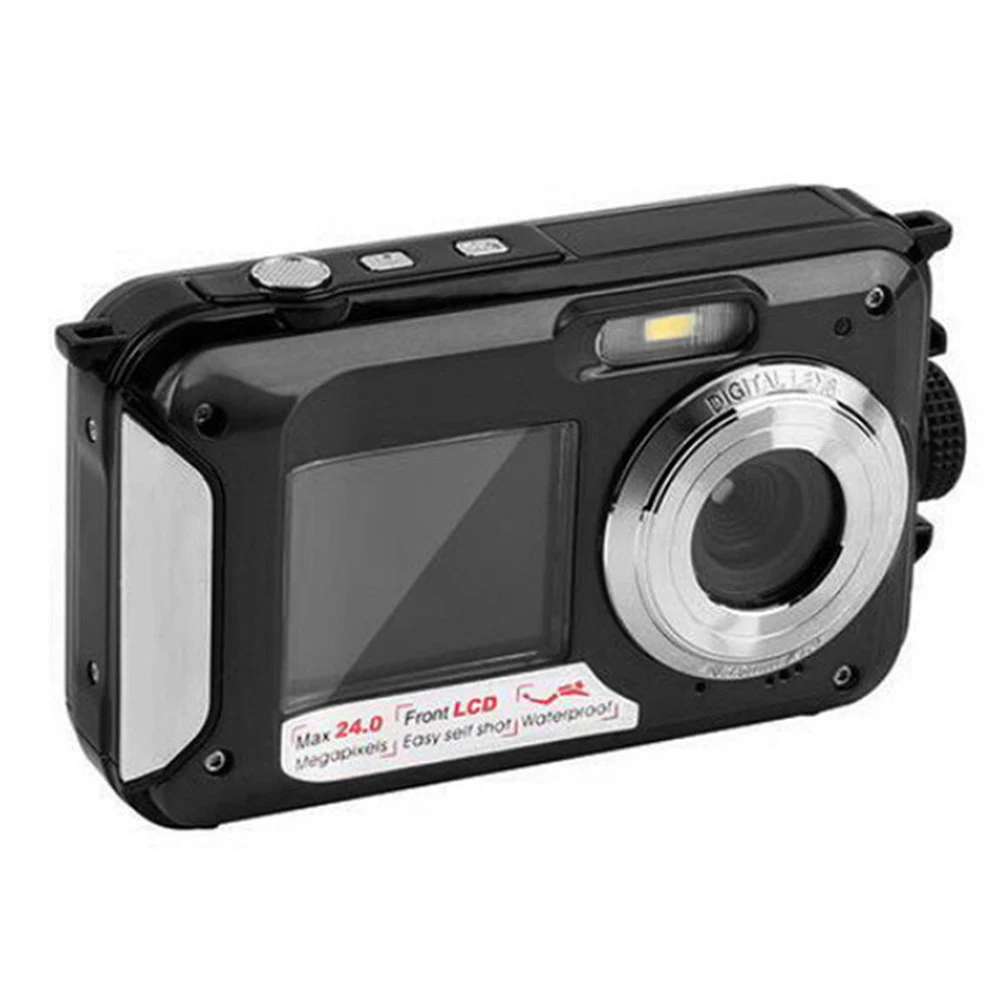 Водонепроницаемая цифровая камера 2 7 дюйма TFT 24MP MAX 1080P двойной экран 16x цифровой