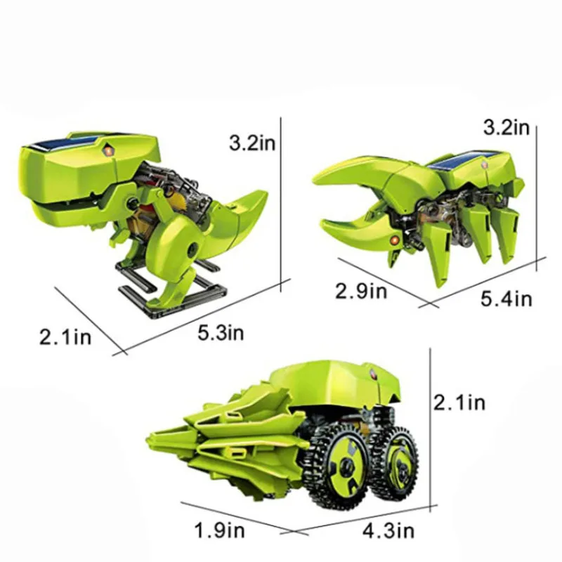 3 In 1 Dinosaur Insect Chariot Deformation Robot DIY Assembling Model Solar Toys Science Manufacture Children Experiment Toy | Игрушки и