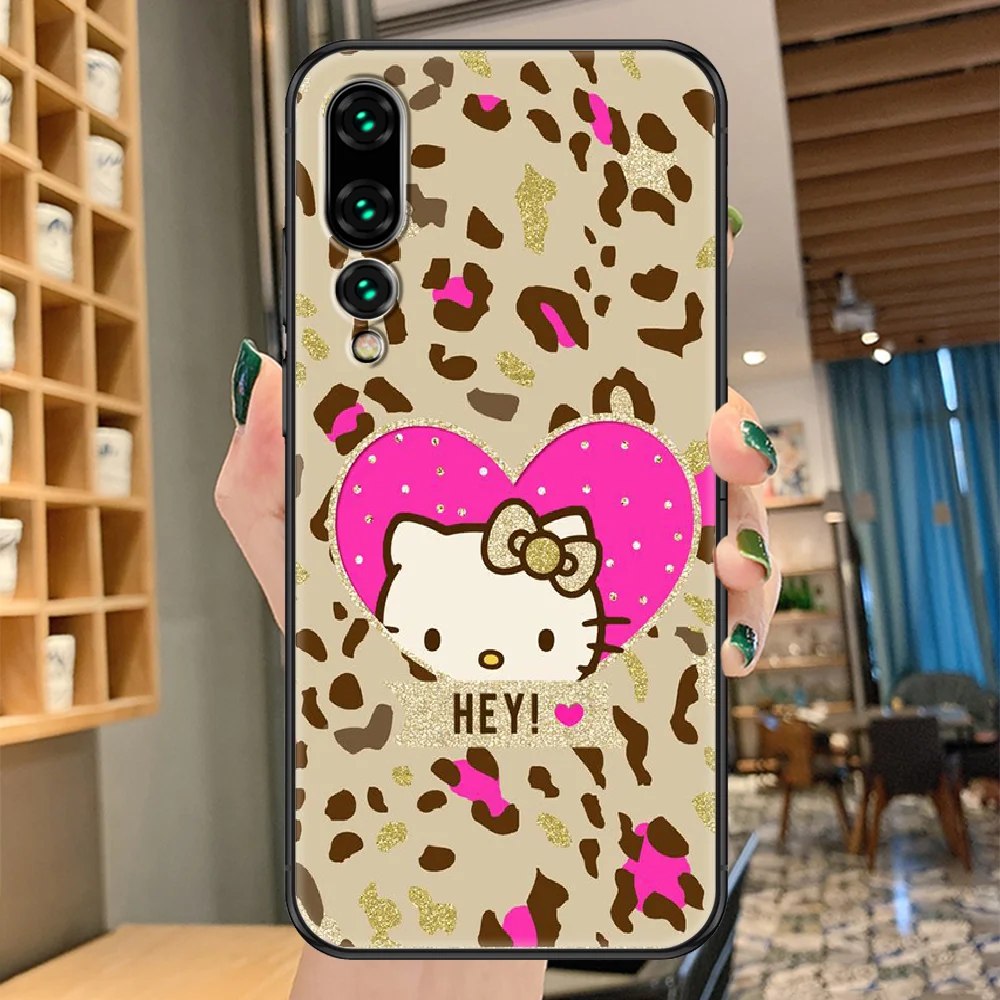 

Cartoon Cute Kitty Lovely Phone case For Huawei P Mate P10 P20 P30 P40 10 20 Smart Z Pro Lite 2019 black art bumper luxury back