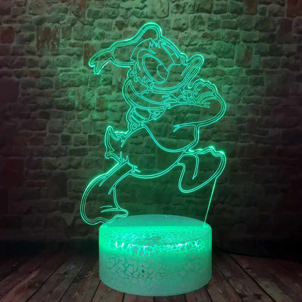 Дональд Дак 3D лампа настольная 7 цветов Изменение LED ночник фигурка для мальчиков