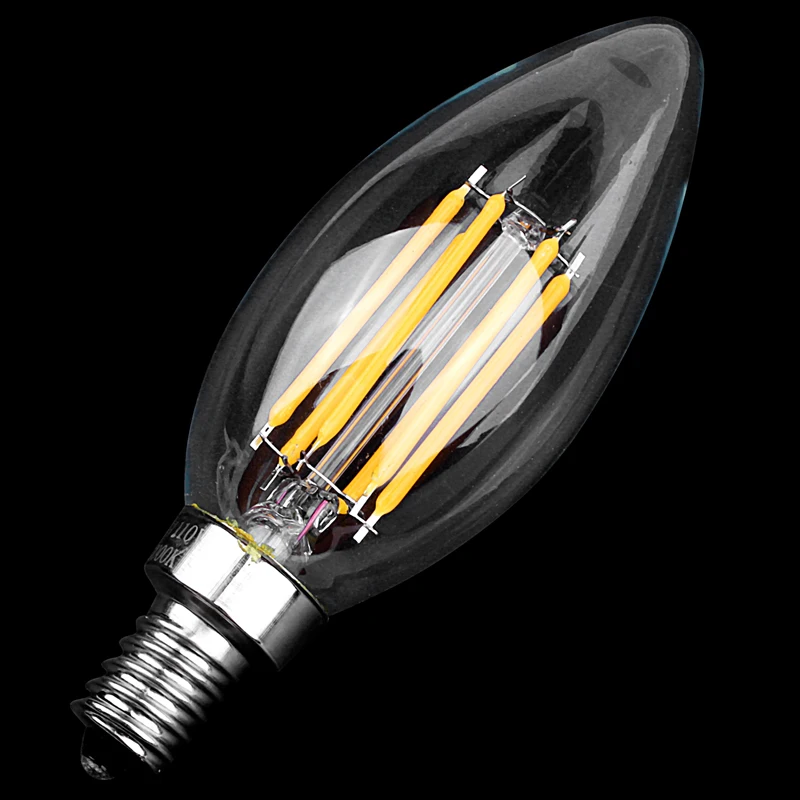 Dimmable E12 6W COB Edison свеча пламя накаливания светодиодный светильник лампа 10*3 5 см |