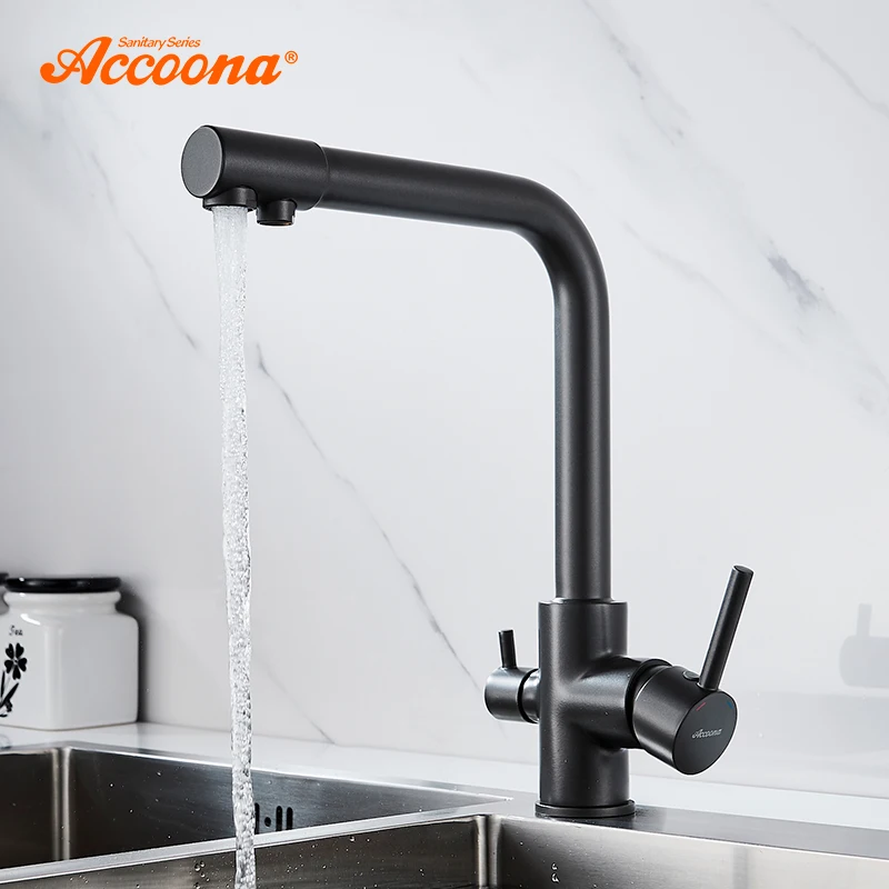 Кухонный кран Accoona современный двойной зеркальный фильтр для чистой воды