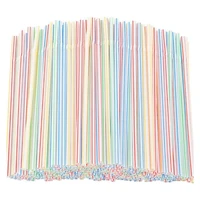 1500 pcs disposable plastic drinking straws 8 inch long multi colored striped bendable elbow straws party event alike supplies