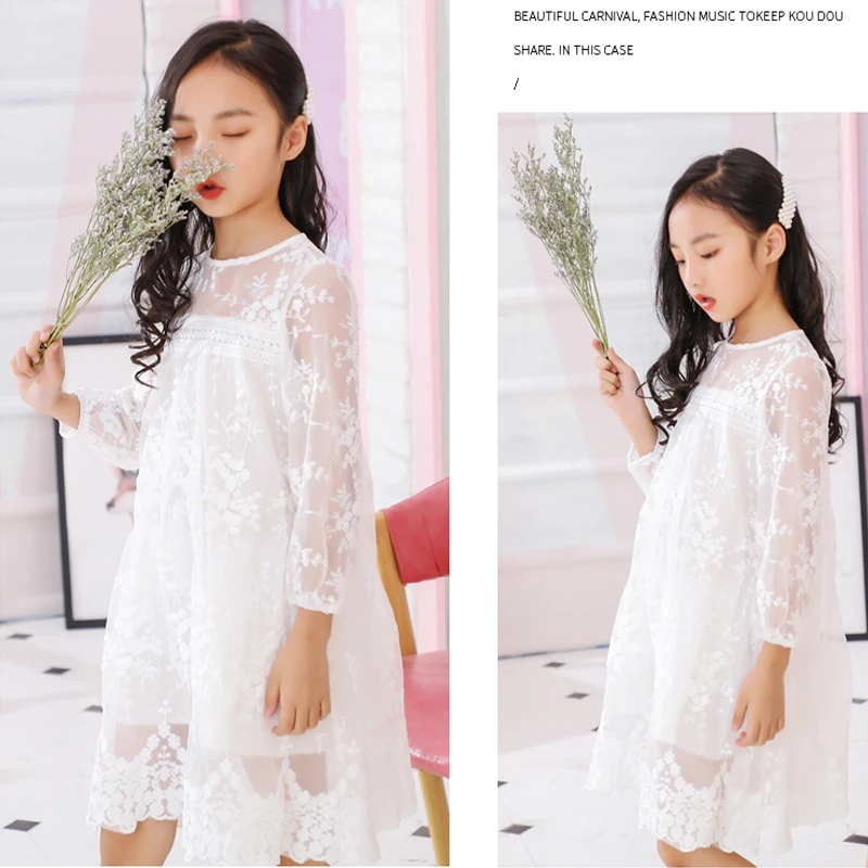 Платье принцессы для девочек модное кружевное платье с вышивкой и длинным