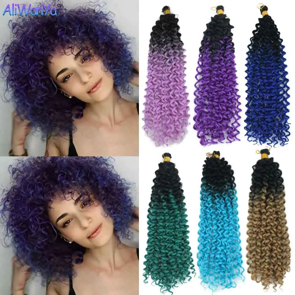 

Afro Kinky Curly Synthetic Hair Extensions Afro Curls Bohemian Water Curl Wave Hair Crochet Braids Hair Bundles Ombre Twist Bulk