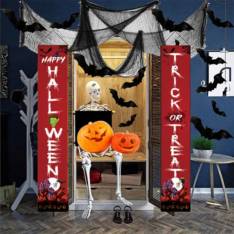 

Happy Halloween Decorations Trick or Treat Banner Indoor Outdoor Hanging Sign for Front Door Porch Yard Garden Home Decor diy