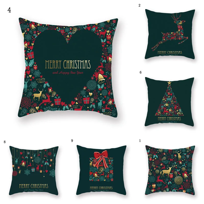 

Christmas Green Cotton Hot Stamping Pillowcase Christmas Decor New Year 2020