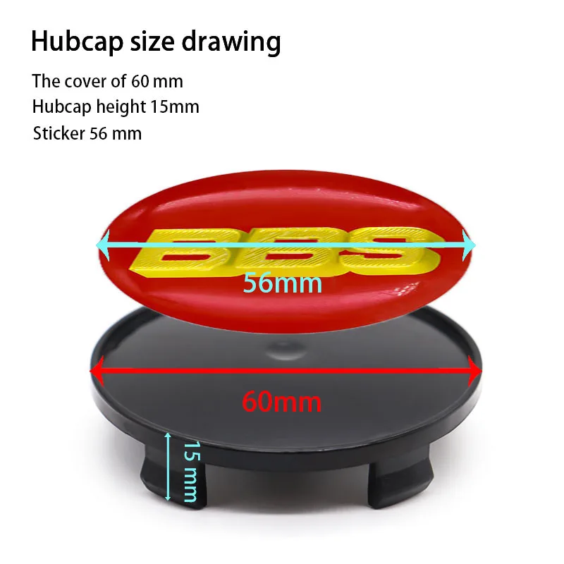 

Car parts 4pcs 60mm wheel hub cover center wheel sticker car logo, suitable for BBS- personalized modification parts
