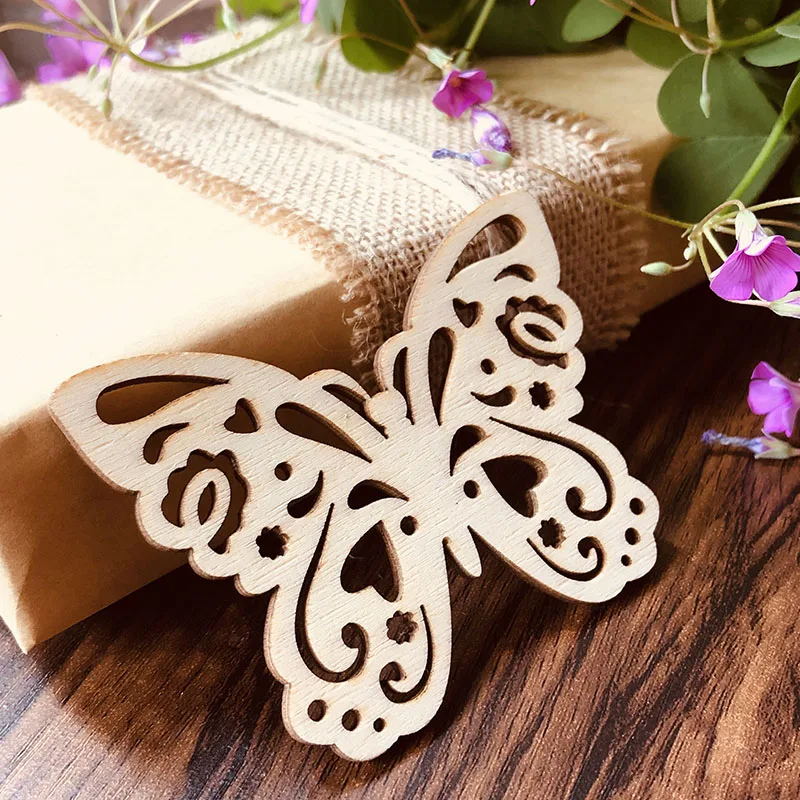 10 шт. лазерная резка по дереву Бабочка резьба искусство со струнами