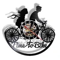 time to bike vintage design illuminated wall clock bicycle cyclist vinyl cd disc watch boys girls romantic lovers gift