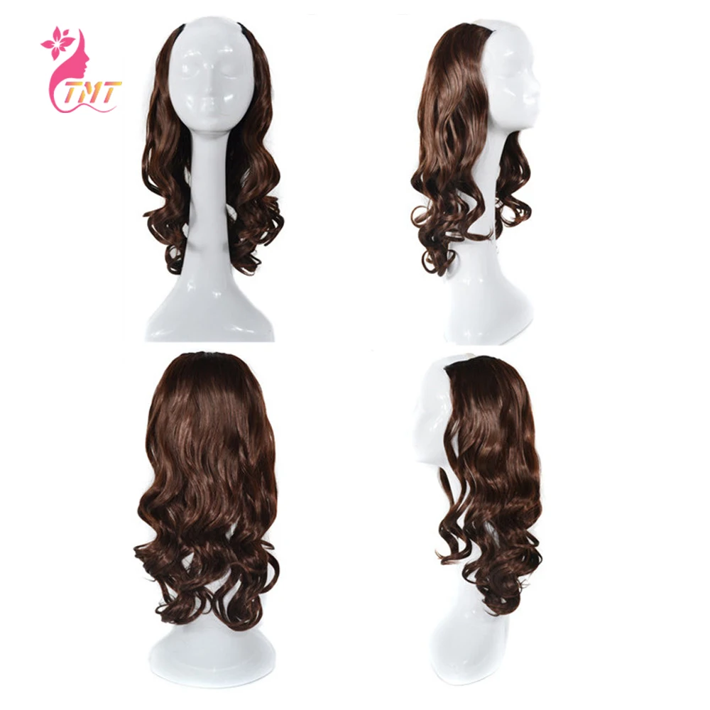 

18 inch Invisible Secret Wire Crown Hair Extensions One Piece Curly Wavy Hair Extension Synthetic Hairpieces for Women