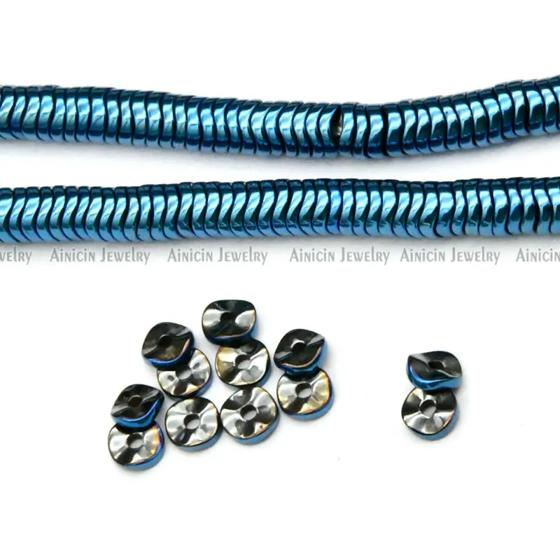 4 мм диаметр Heishi помахал форма разделитель бусины голубое золото Радуга Золотое