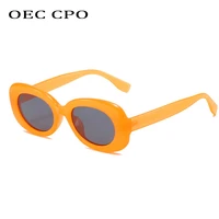 oec cpo fashion oval sunglasses women brand designer small frame punk eyeglasses ladies orange red shades eyewear female uv400
