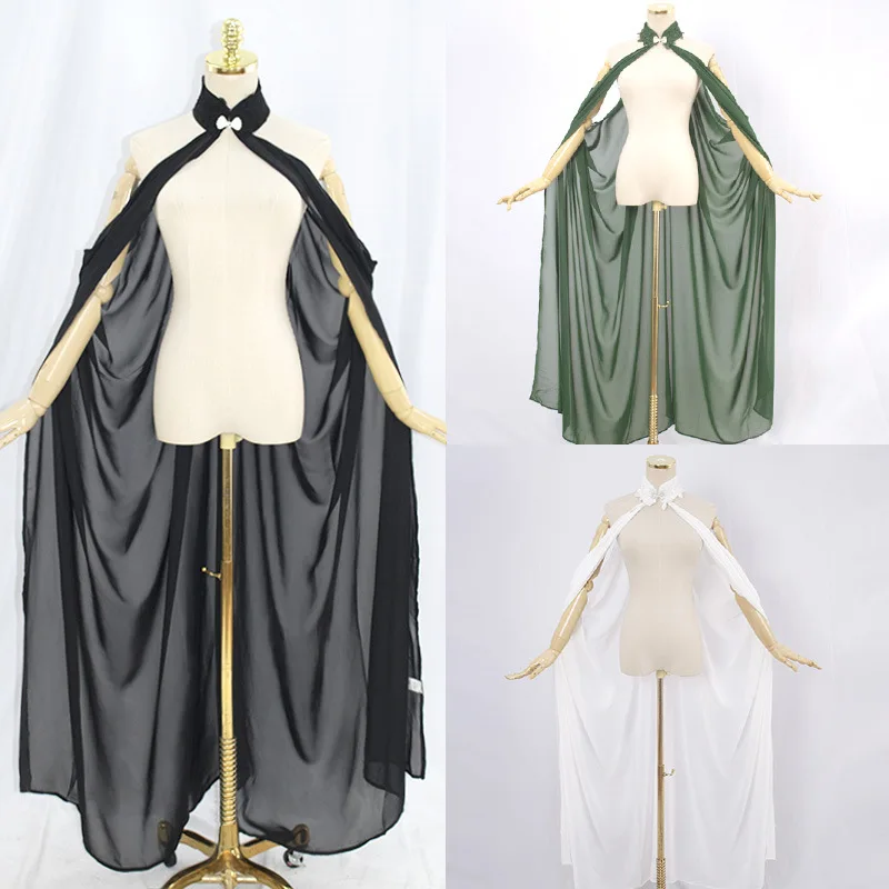 Женская сказочная шаль в средневековом стиле шифоновый халат черное зеленое