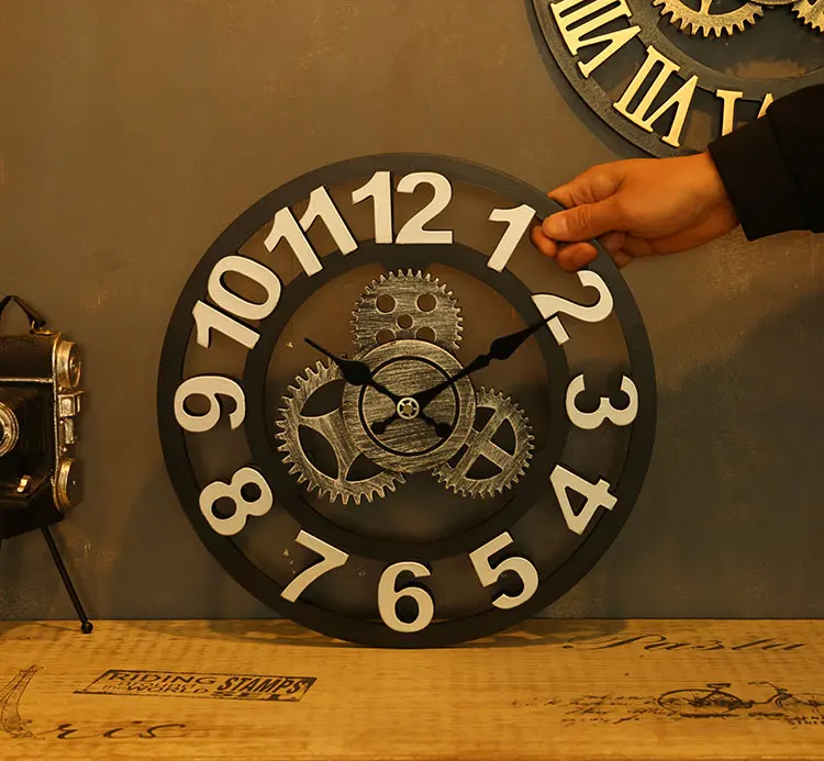 

Vintage Kitchen Creative Wall Watch Cafe Silent Retro Industrial Clocks Mechanical Gear Reloj De Pared Wall Decoration EC50WC
