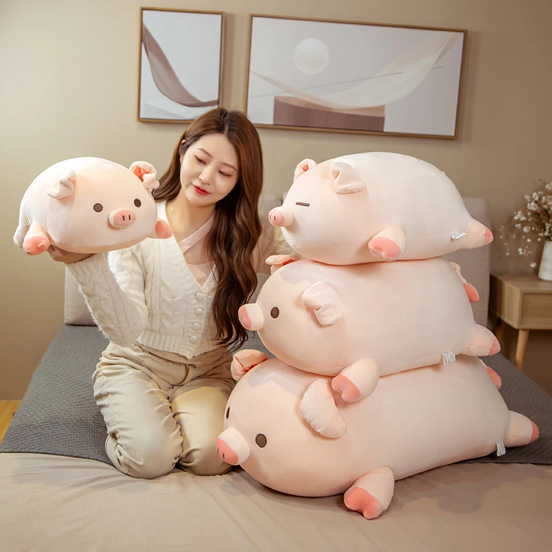 1pc 40/50cm Squishy Pig Stuffed Doll Lying Plush Piggy Toy Animal Soft Plushie Pillow for Kids Baby Comforting Birthday Gift