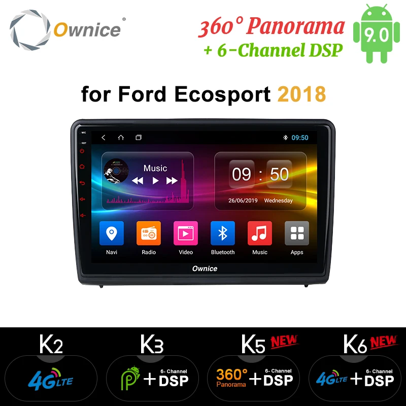 Автомобильный радиоприемник Ownice для Ford Ecosport 2018 Android 9 0 k3 k5 k6 автомобильный dvd GPS