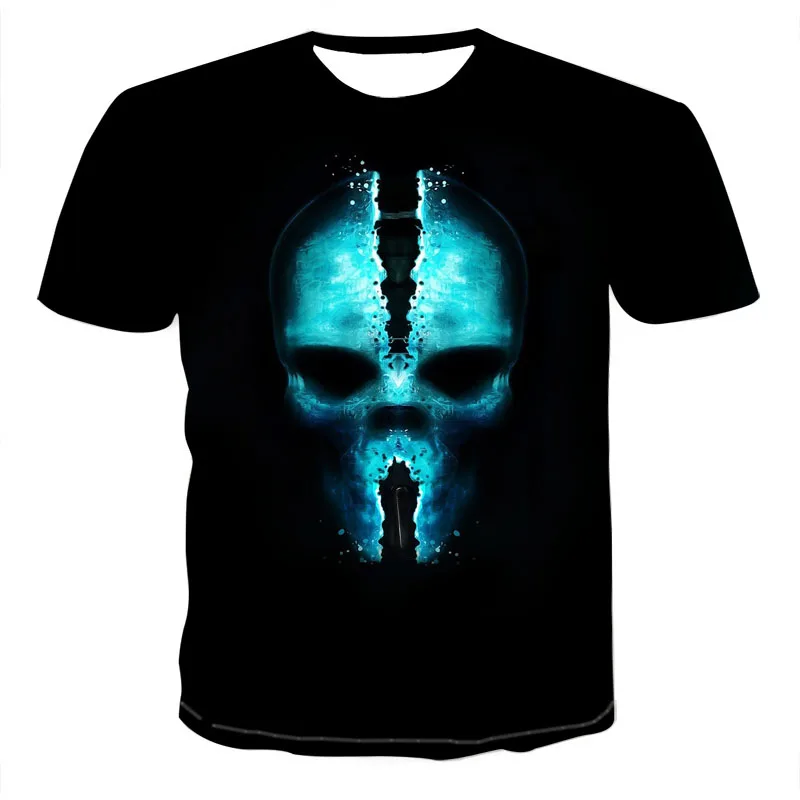 

Men 's T-shirt Summer Casual Tops 3d Printed Fashion Short-sleeve O-neck Shirt Streetwear New Horror Interesting Skull