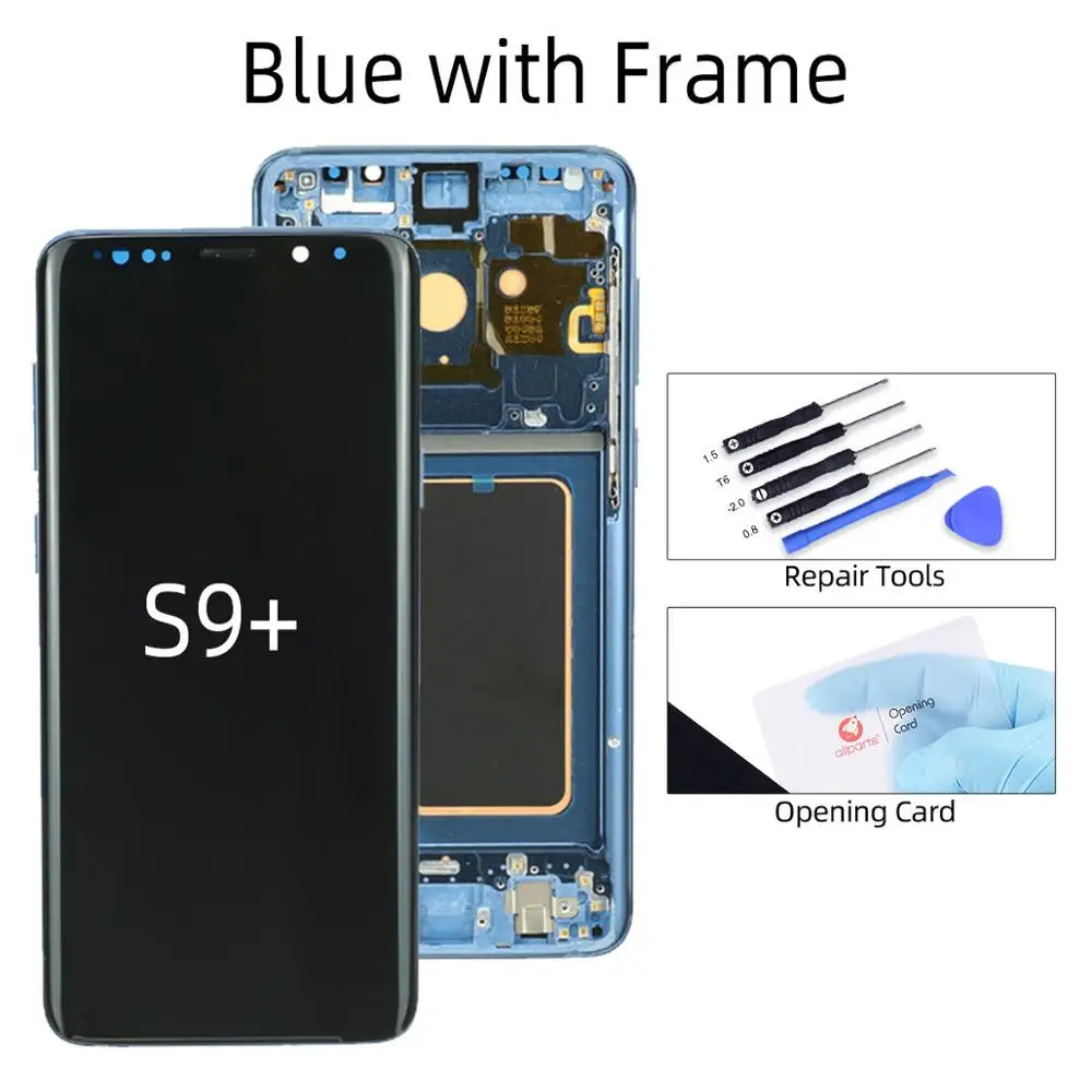 AMOLED Дисплей для SAMSUNG Galaxy S9 LCD G960 G960F S9 Plus LCD G965 G965F экран в сборе с тачскрином на рамке - Цвет: S9 Plus Blue Frame