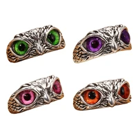 retro cute simple design owl ring multicolor eyes silver color men women engagement wedding adjustable rings jewelry gifts