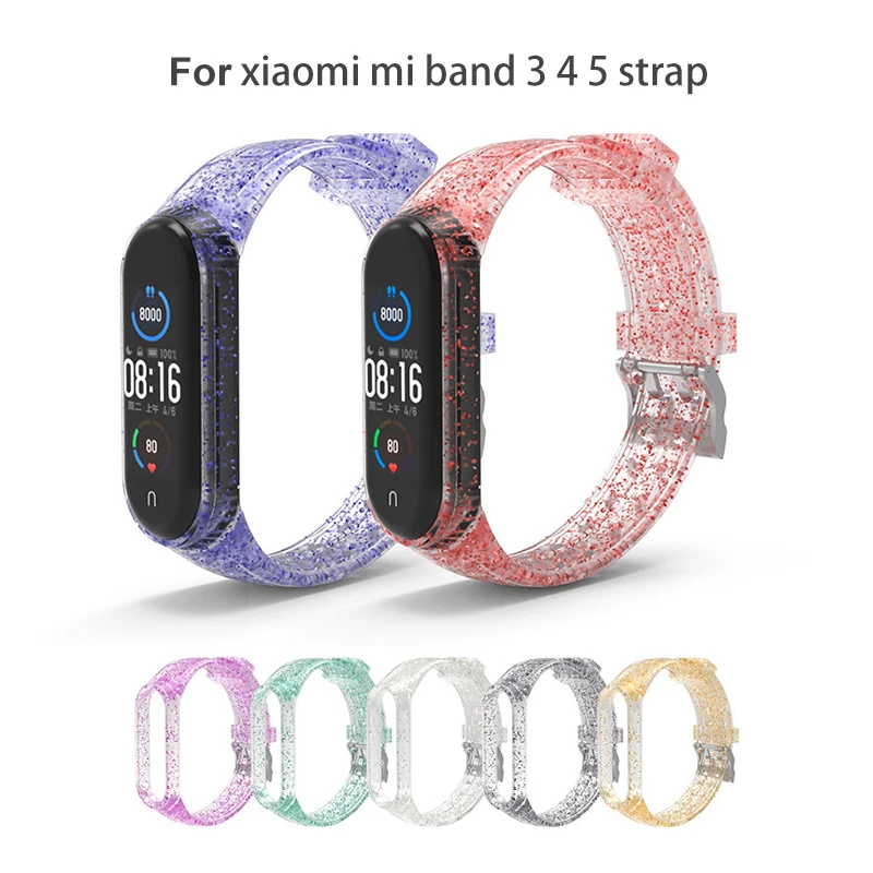 Smart Accessory Bracelet for Xiaomi Mi Band 5 Transparent Flash Bracelet 3 4 5 6 Smart Band Bracelet Mi 6 Smart Strap Bracelet