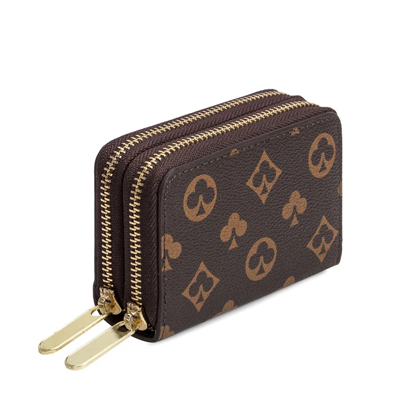 

Card Bag Small Zipper Contracted Purse Classical Brown Floral Brand Deisgner Fahions New Key Bag Women's Purse Short Wallet