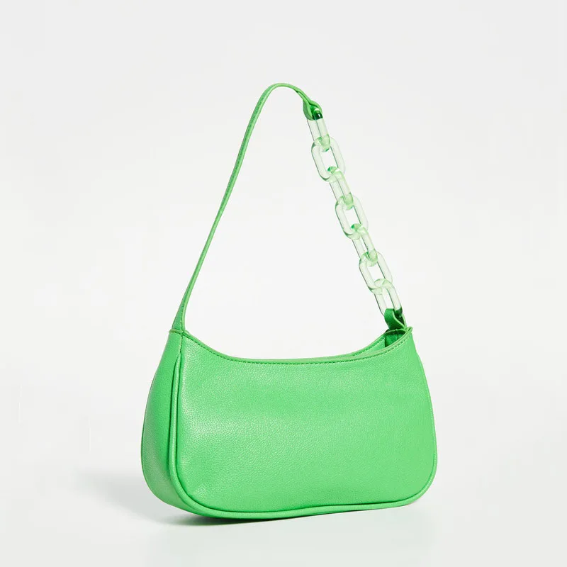 

New Luxury Designer Leather Women Handbags Acrylic Chains Shoulder Bags Women Wrist Handbags PU Ladies Hand Messenger Bags 2020