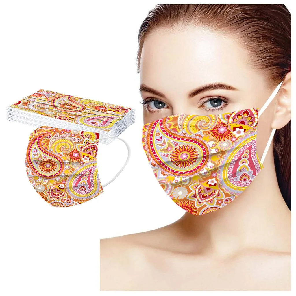 

2020 New 10 PC Adult Flower Digital Mask And Protective Breathable Washable Earloop Mask mascarillas