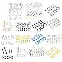 81621pcsset body jewelry crystal nose hoop ring bone bar pin cartilage piercing studs jewelry gift studs