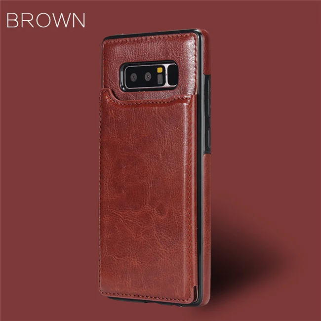 Brown Кожаный чехол для samsung Galaxy S10 S9 S8 плюс S7 Edge Note 10 8 9 S10e A50 A30 A10 Магнитный чехол-бумажник держатель для карт с подставкой для задней панели - Цвет: Brown