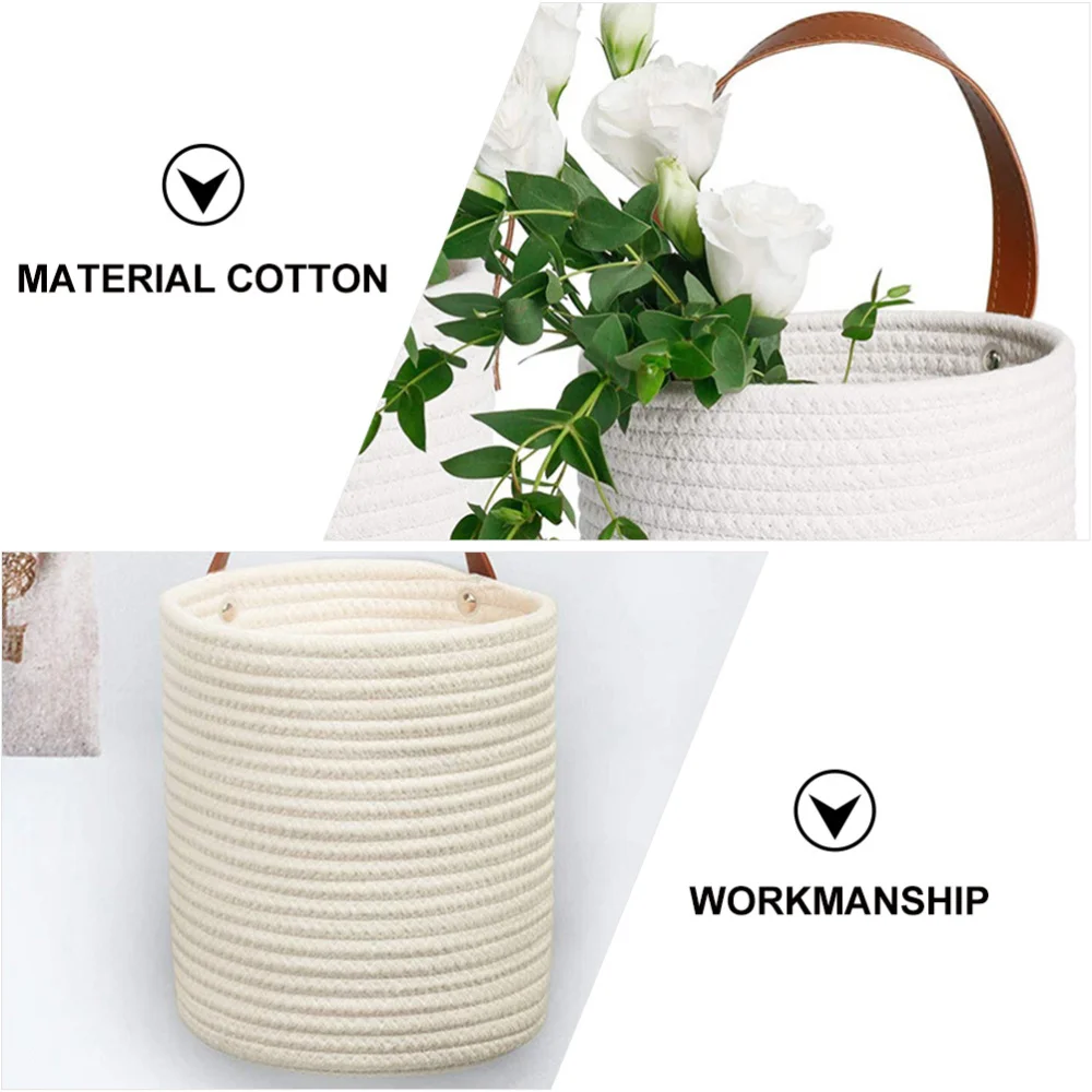 

2pcs Plant Hand Woven Hanging Pots Wall Hanging Planters for Home (White)