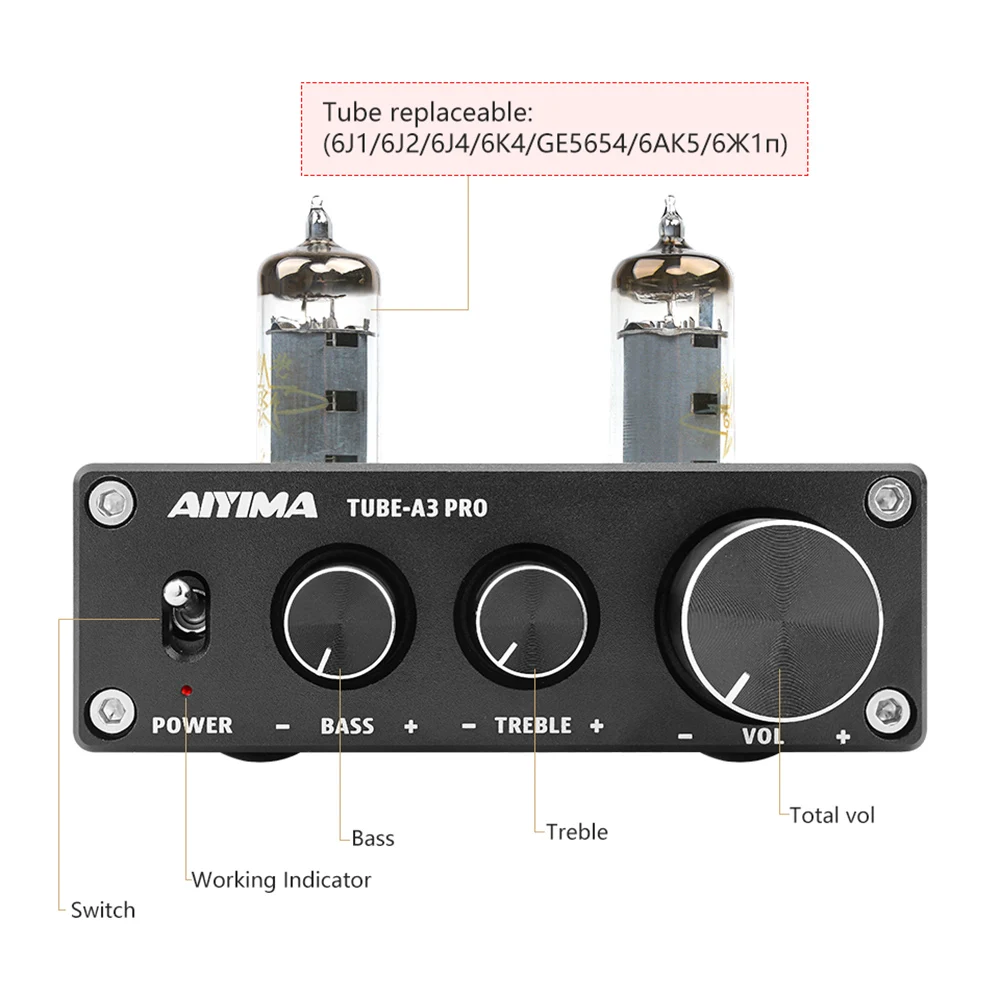 AIYIMA 6K4 вакуумный ламповый усилитель предусилитель Bluetooth 5,0 предусилитель с регулировкой тонов высоких частот для домашнего звукового театра