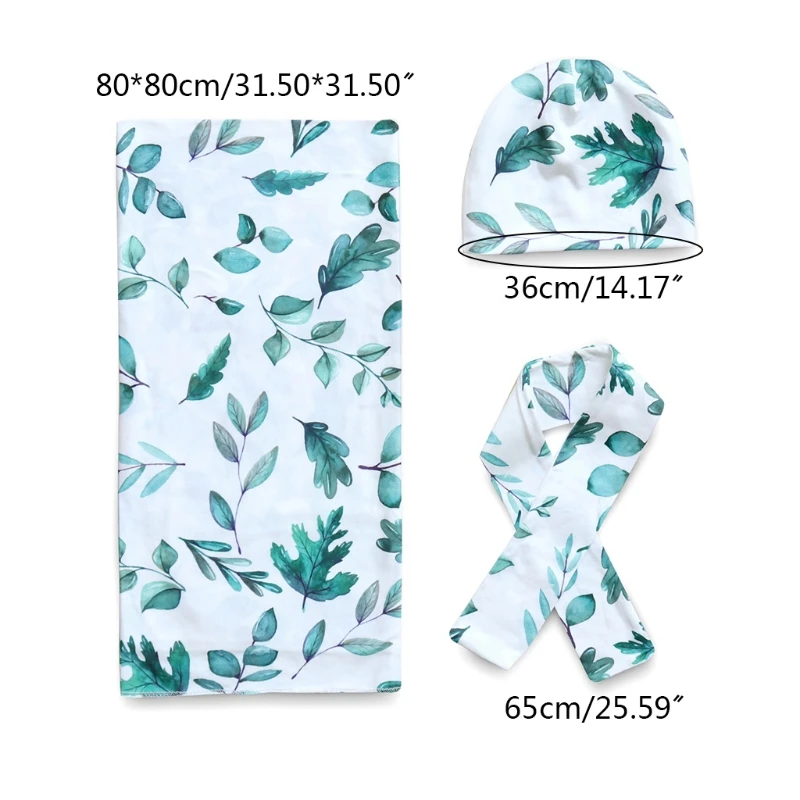 

Newborn Swaddle Wrap Headband Hat Set Baby Cotton Receiving Blanket Hair Band Cap for Infants Boys Girls Shower Gifts