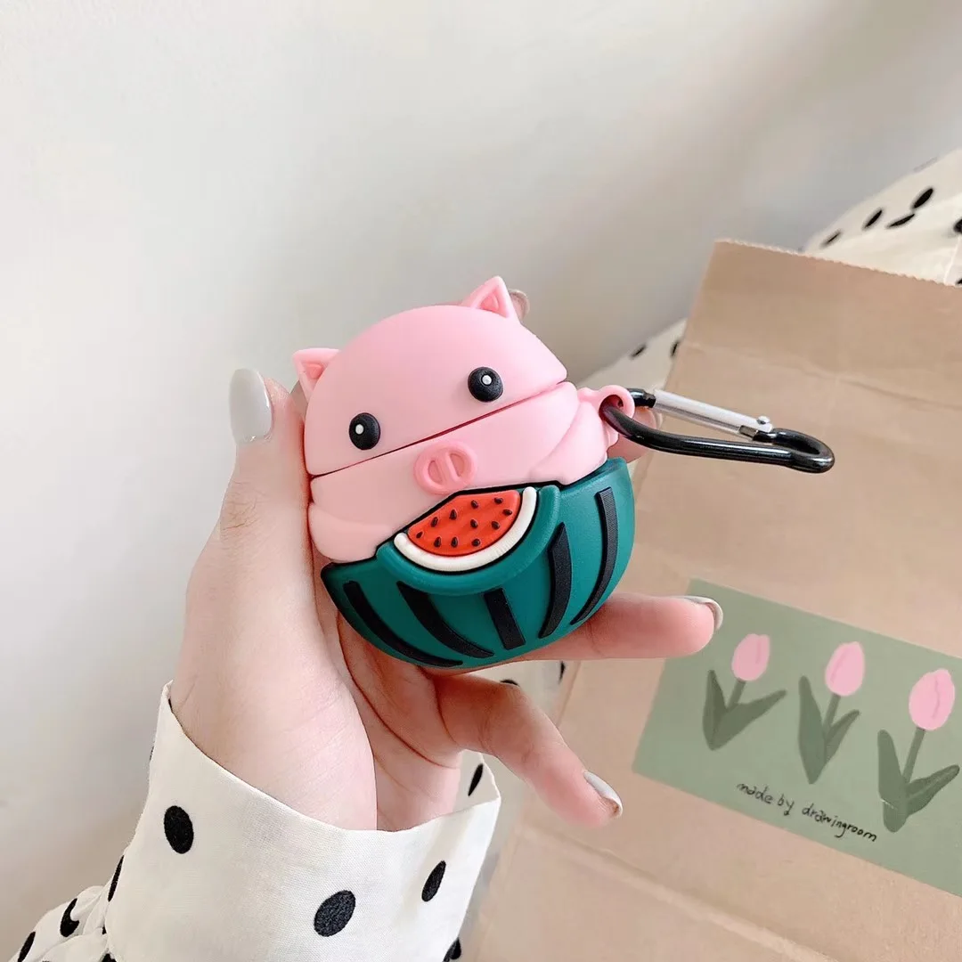 Teyomi 3D чехол с рисунком поросенка арбуза для Airpods 1/2 Чехол Мягкий силиконовый