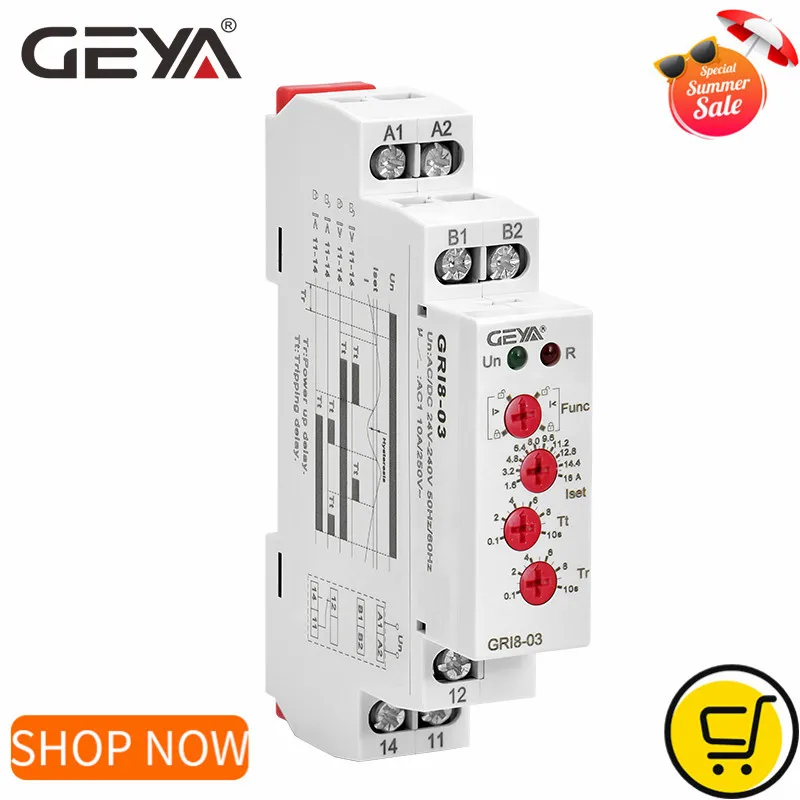 GEYA GRI8 03 перегрузки по току или под постоянный ток Регулируемая реле 0.05A 1A 2A 5A 8A 16A