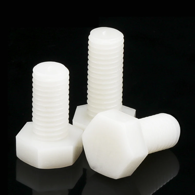 Белый Нейлоновый винт с шестигранной головкой пластиковый метрической резьбой